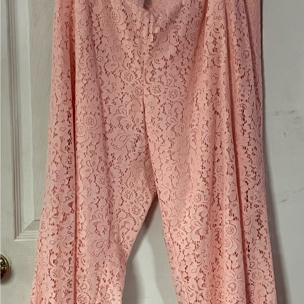 Isaac Mizrahi Pink Lace Wide Leg Pants